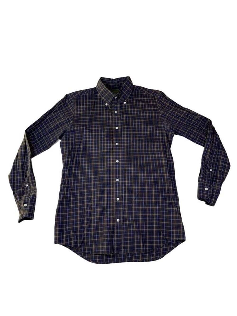 Sid Mashburn Men's Long Sleeve Button-Down Plaid Shirt Size S Blue Brown Check